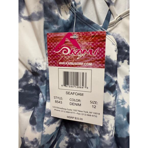 Kanu Surf Girls UPF 50 Beach Sport Criss-Cross One Piece Swimsuit navy tiedye 12 - Picture 5 of 6